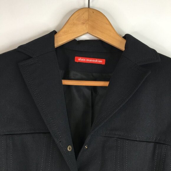 Alain Manoukian Black Snap Button Blazer Jacket Size 10 - Picture 5 of 9